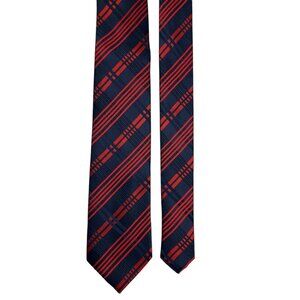 Gianfranco Italy Red & Navy Blue Striped Microfiber Mens Tie Business Work